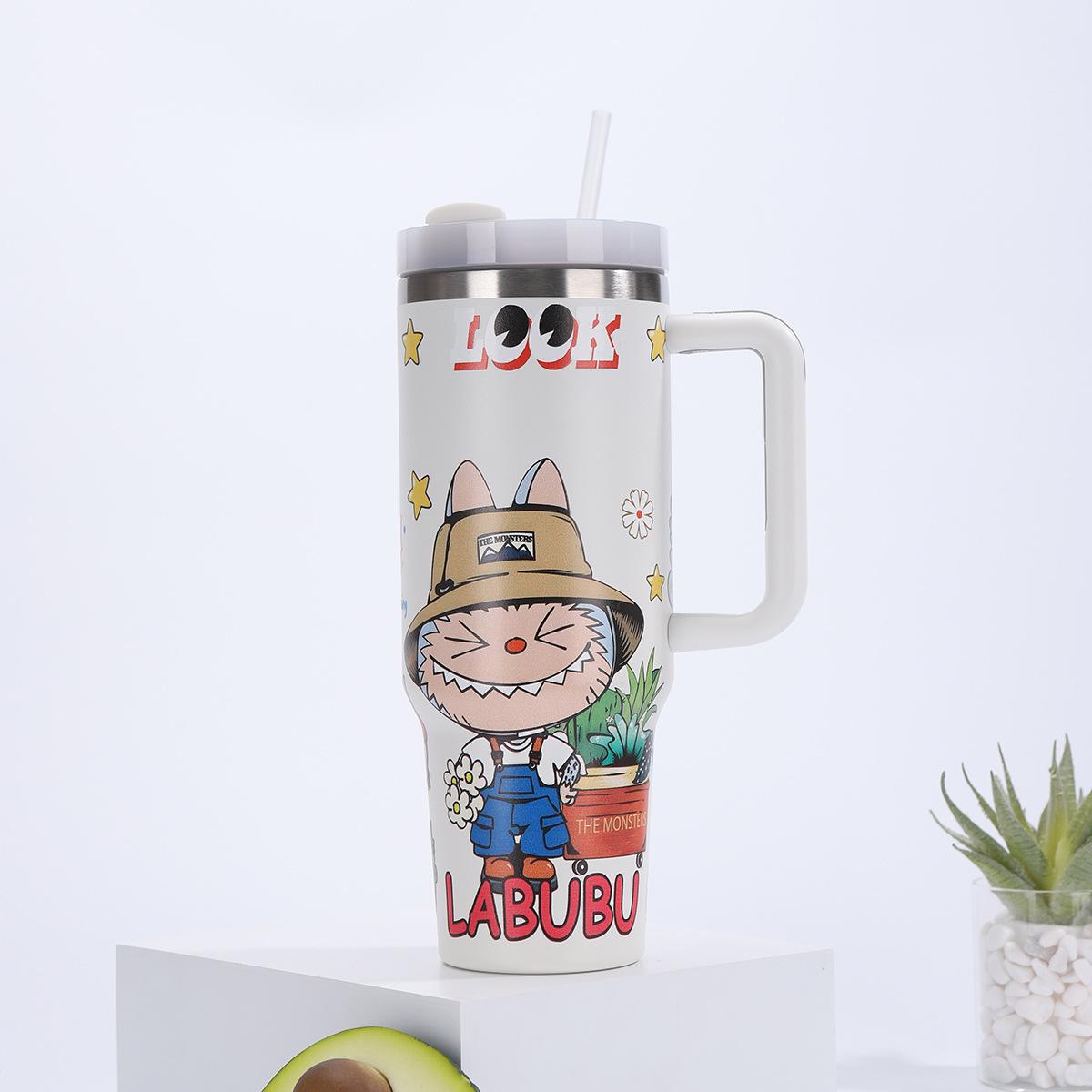 

Мультяшная 40 унций Автомобильная кружка Термоизоляционная чашка для воды Термос из нержавеющей стали Большая емкость Автомобильная кружка Креативная 40oz