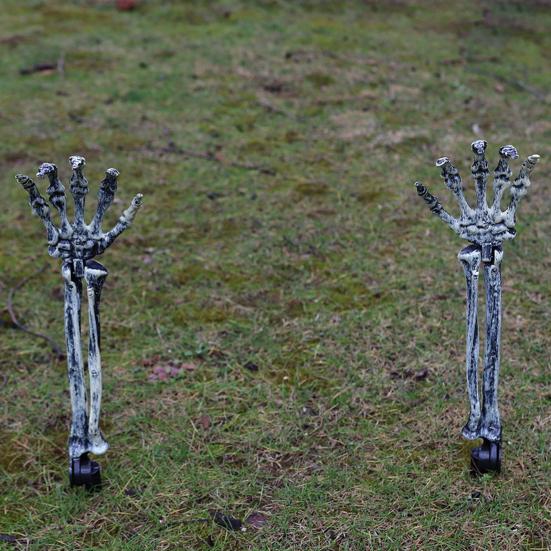 Halloween Skeleton Stake Decorations Creepy Skull Hand Arm with Stakes Realistic Skeleton Bone Model for Outdoor Yard Garden Lawn Decor
