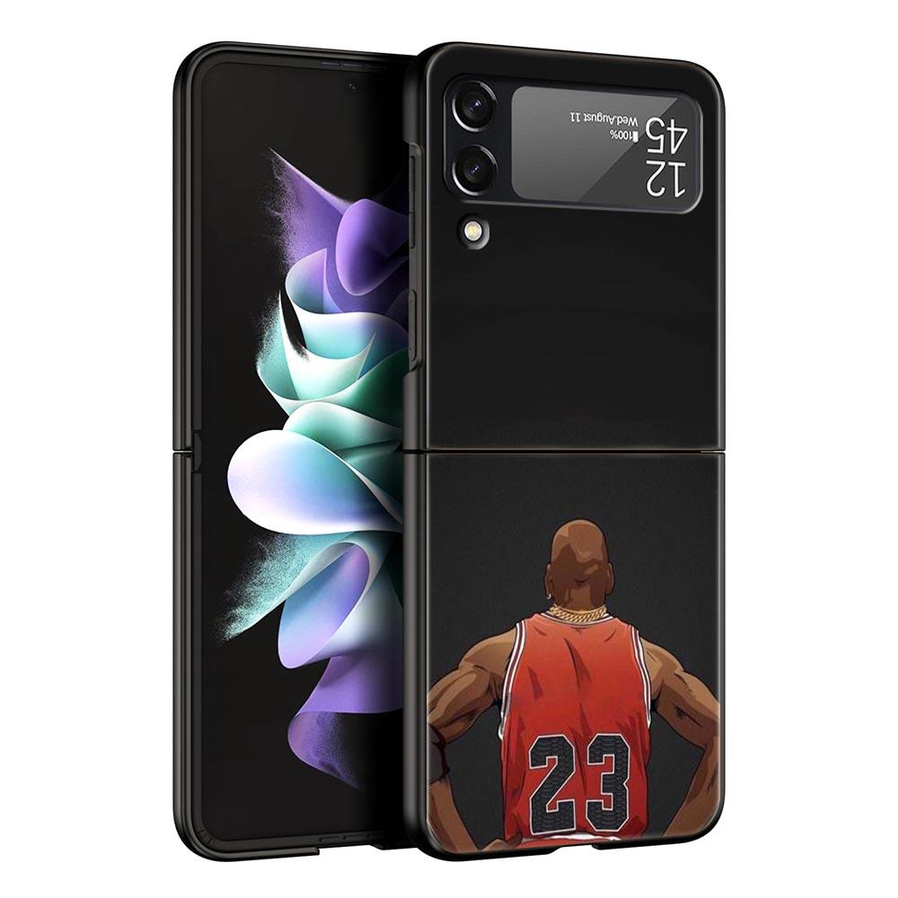 

Hard PC Phone Case For Samsung Galaxy Z Flip 7 6 5 4 Black Cover For Galaxy Z Flip3 Foldable Shockproof Basketball Basket Sports Z Flip