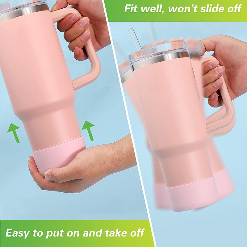Silicone Cup Protective Sleeve Cushion For Stanley Quencher Adventure 40Oz Tumbler With Handle & Stanley Iceflow 20Oz 30Oz
