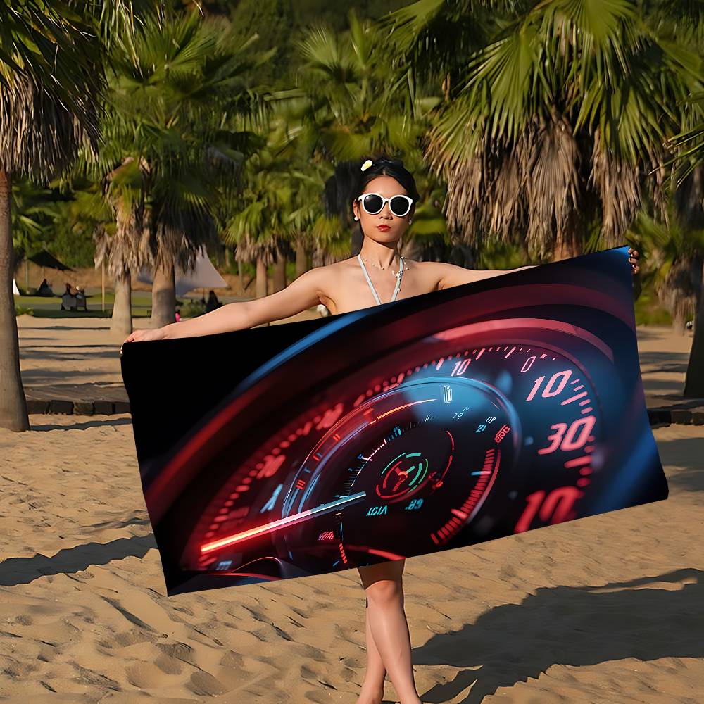Car Racing Dashboard Area Bath Towel Microfiber Soft Water Absorbing Breathable For Girl Kids Decorative Cartoon Beach Towel