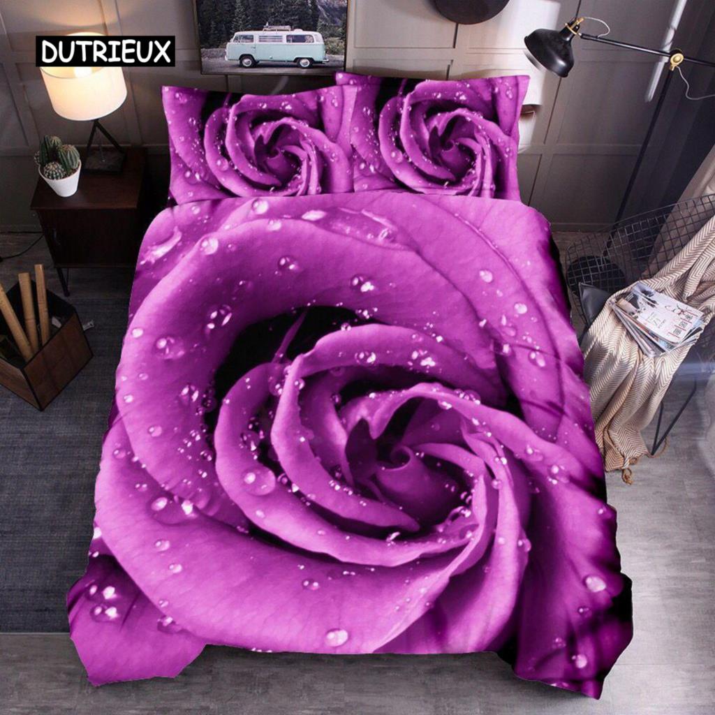 

Комплект постельного белья с цветочным принтом King Microfiber Red Rose Blossom Flower Комплект постельного белья Red Botanical Покрывало для пододеяльника Romantic Quilt Cover EU single(135x200cm)