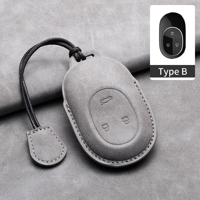 For Nio Et7 Et5 For Weilai Nio Ec6 Et7 Es6 Es8 Leather Car Remote Key Case Cover Protector Keychain