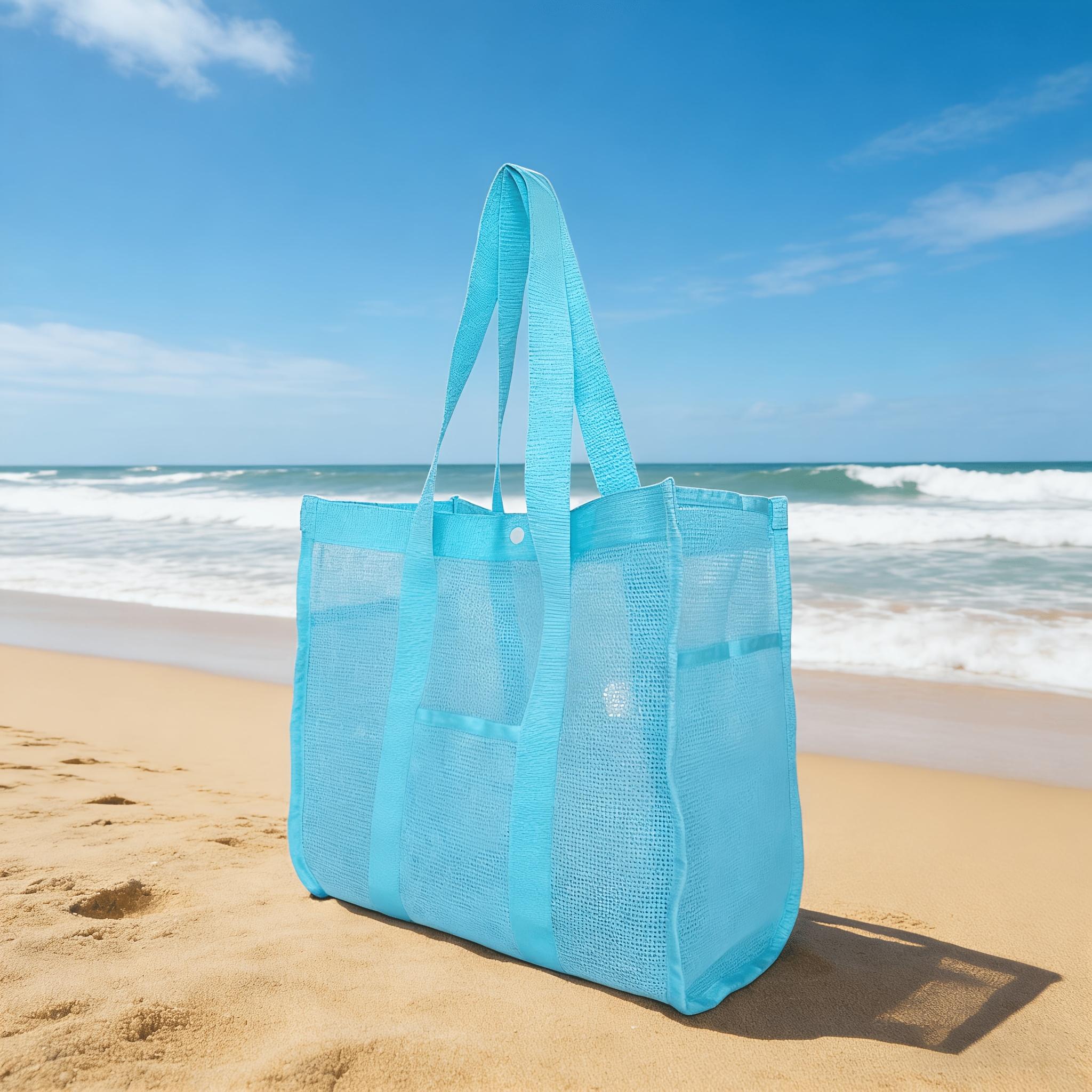 

Multifunctional Mesh Grid Storage Bag Lightweight Tote For Women Beach Travel Toiletry Cosmetic Organizer Pouch Portable Use синий