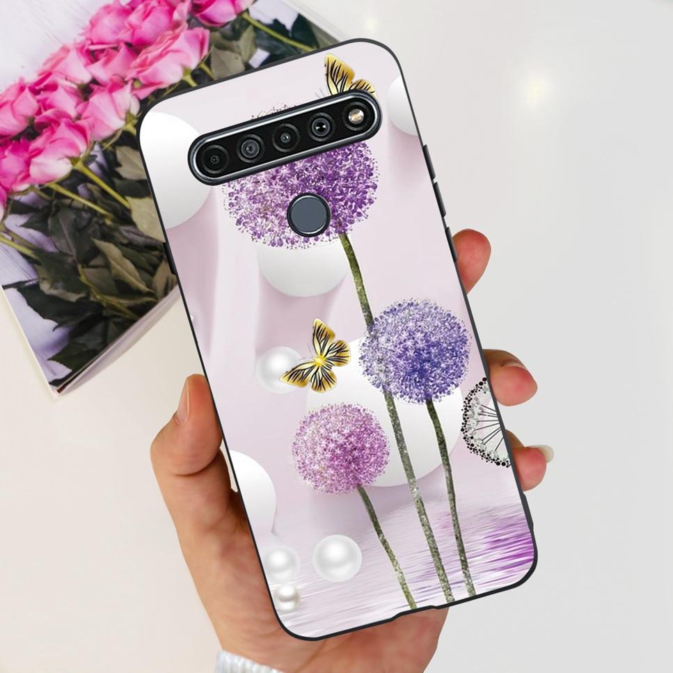 For LG K41S K 41S Case 2020 Black Silicone Cute Fashion Flower Shockproof Bumper For LGK41S LM-K410 Phone Back Cover 6.55" Funda