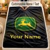 Flannel BlanketJohn Deere Custom Name Text Personalized Soft Warm Throw Blanket Home Decor Gift