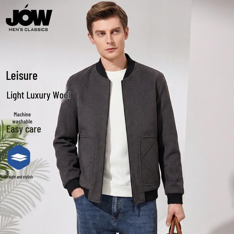 

JOW Men s Wool Blend Baseball Collar Jacket 190