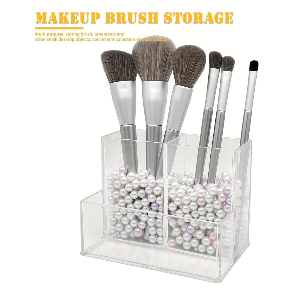 Tisch-Stifthalter, Transparenter Acryl-Stifthalter mit 3 Fächern, Stifteaufbewahrungsbox, Geeignet für Zuhause, Büro