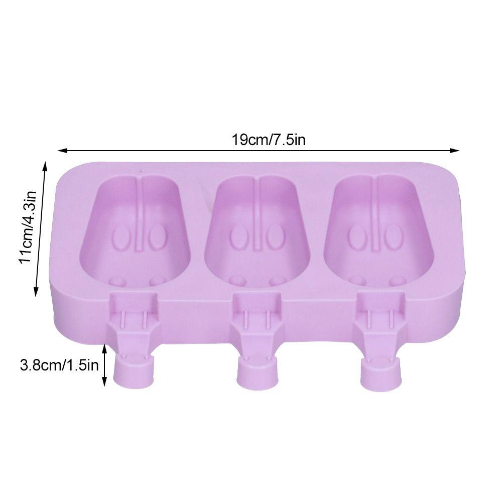 2 pcs Easy Release Homemade Popsicle Mold 3 Grid Frozen Treat Maker Silicone Ice Cream Mold DIY