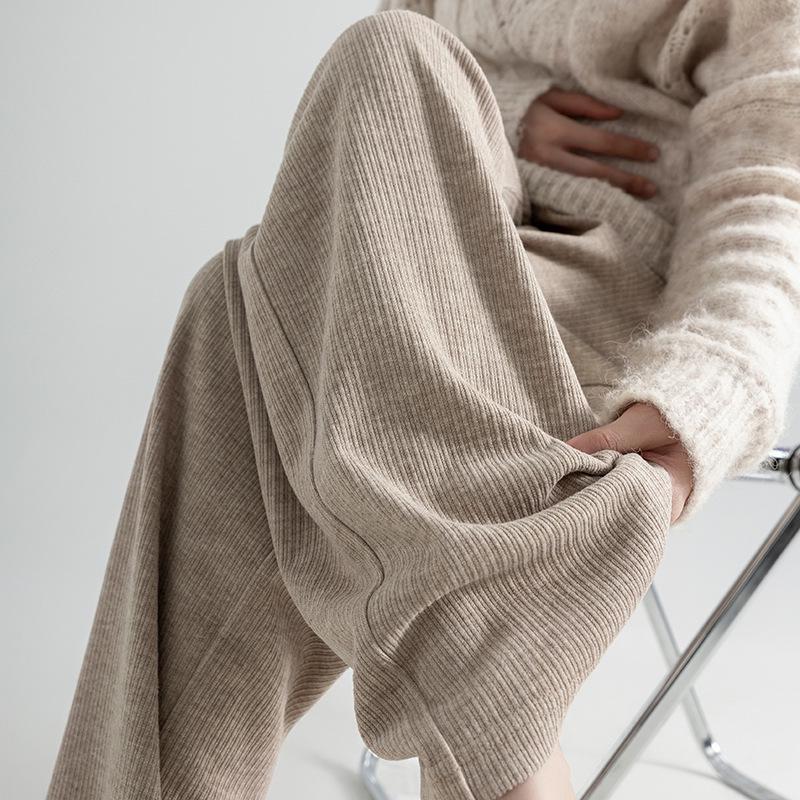 

2025 Spring/Autumn Honeycomb Support Maternity Wide-Leg High-Waist Faux Cashmere Pants L