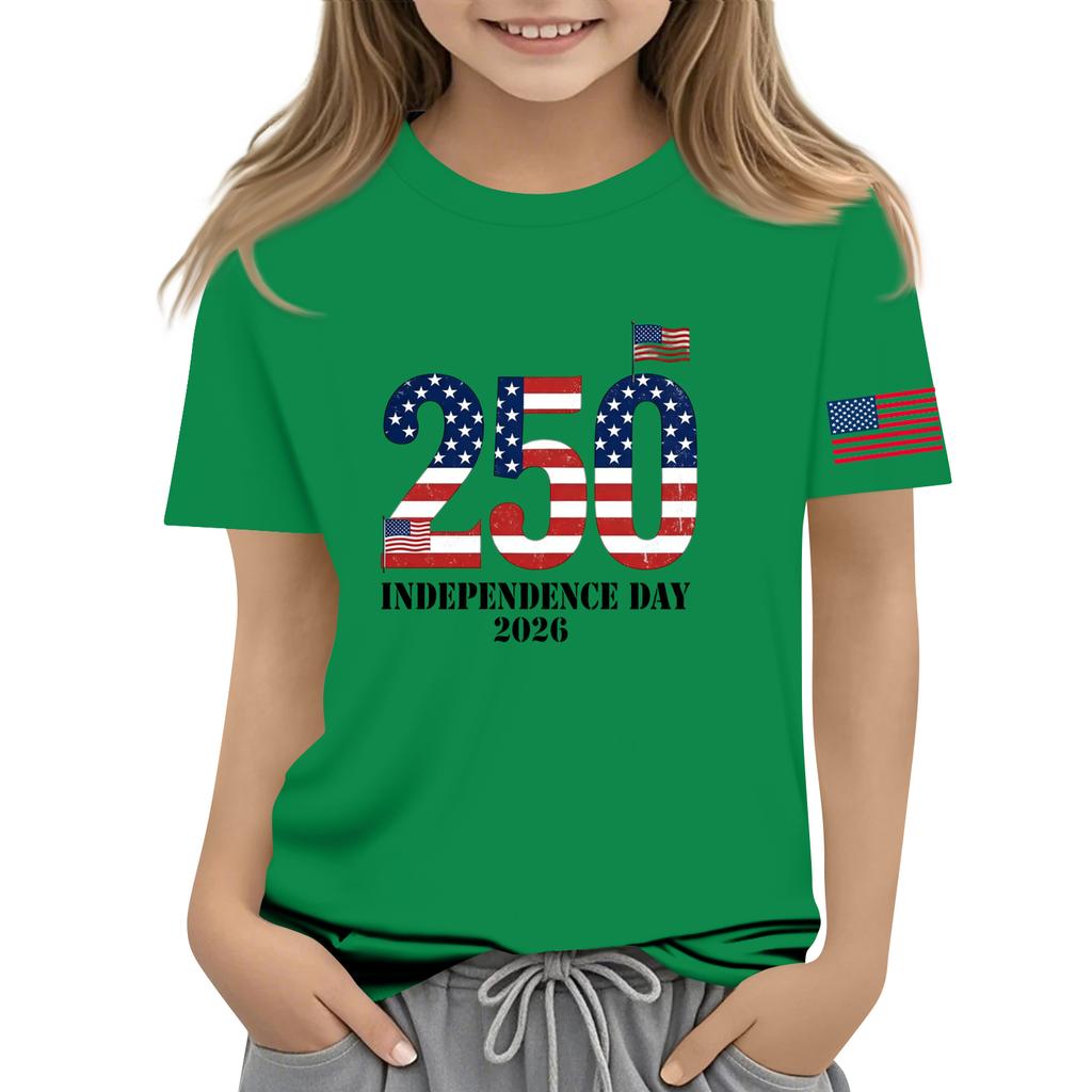 Children's Casual Short-Round Neck Fashionable T-shirt Top