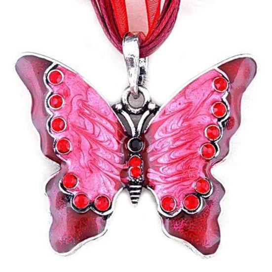 Collier pendentif papillon en émail pour femmes, Vintage, strass, bijoux de fête, cadeau