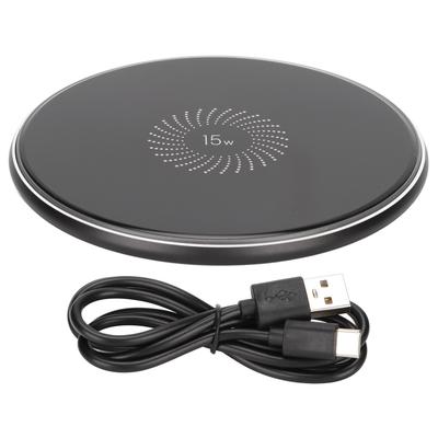 15W Wireless Fast Charger with 1m TypeC Cable Pure Copper Coil Fast Wireless Charging Pad