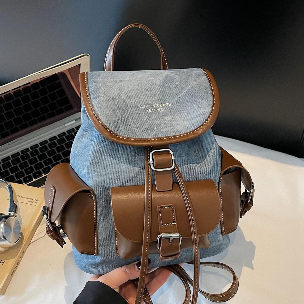 Retro Backpack Women's 2025 New Trendy Korean Version Fashionable Versatile Draw Bag Large Capacity Travel Backpack Women's Bag