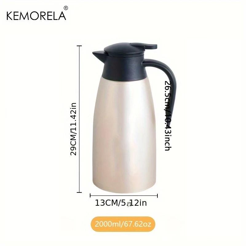 KEMORELA 2L Coffee Thermal Kettle Stainless Steel Vacuum Flasks Office Thermos Bottle Insulation Kettle Hot Water Thermos Pot