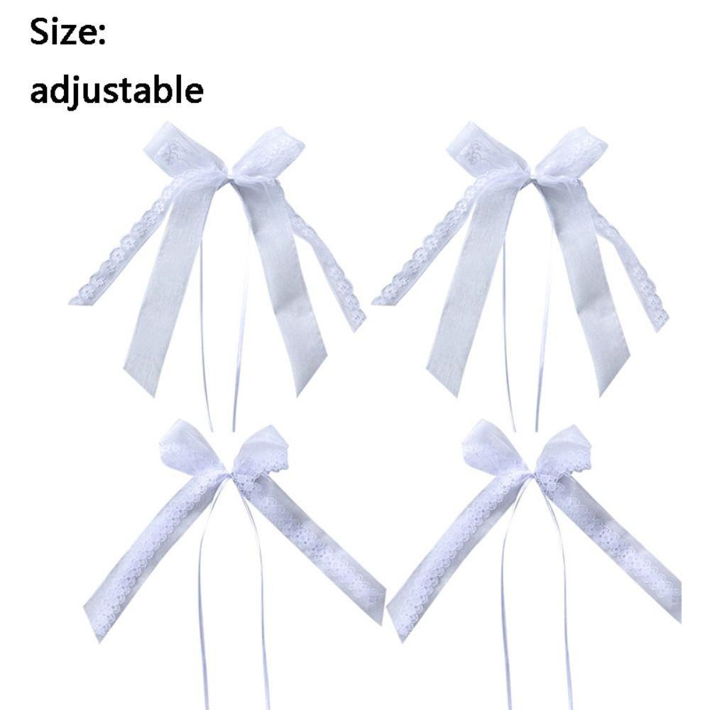 10PCS New Polyester Lace Lace Bow Double Layered White Wedding Bouquet Handmade Flower Ribbon Bows DIY Accessories