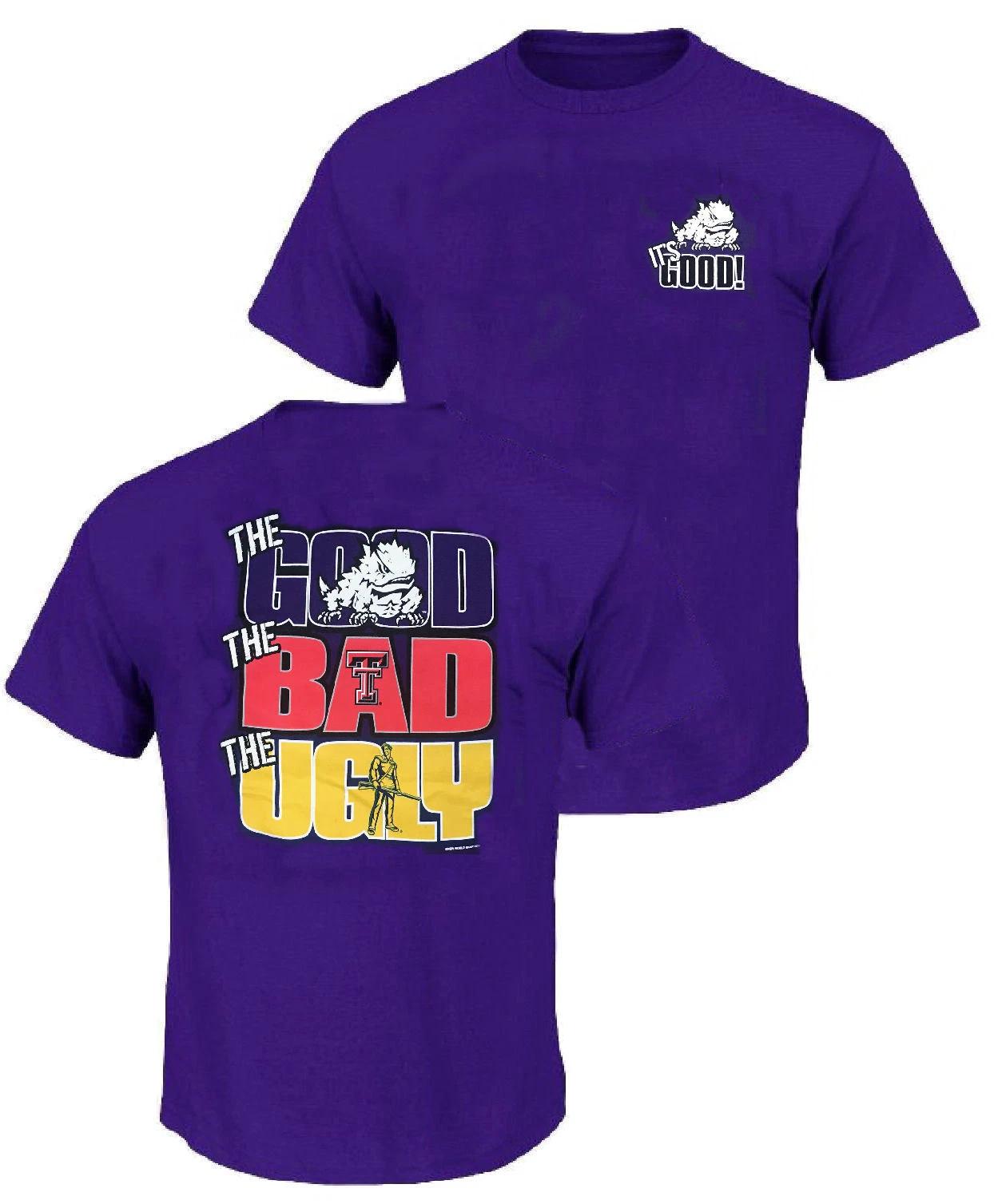 TCU Horned Frogs Mens The Good Bad Ugly Purple Short Sleeve T shirt 3XL