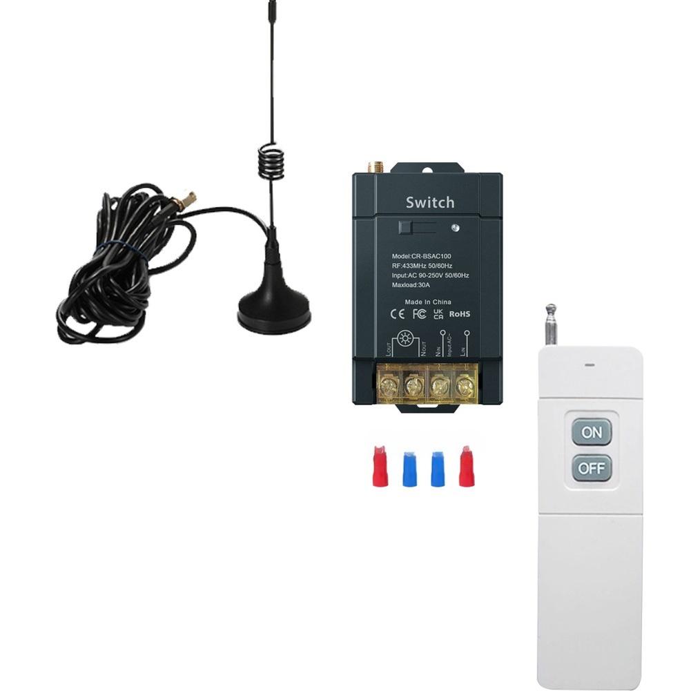 

Wireless Remote Control Switch With RF 433MHz 50/60Hz High Power 30A Wide Voltage AC 90-250V Remote Control Distance 1200-1500m чёрный