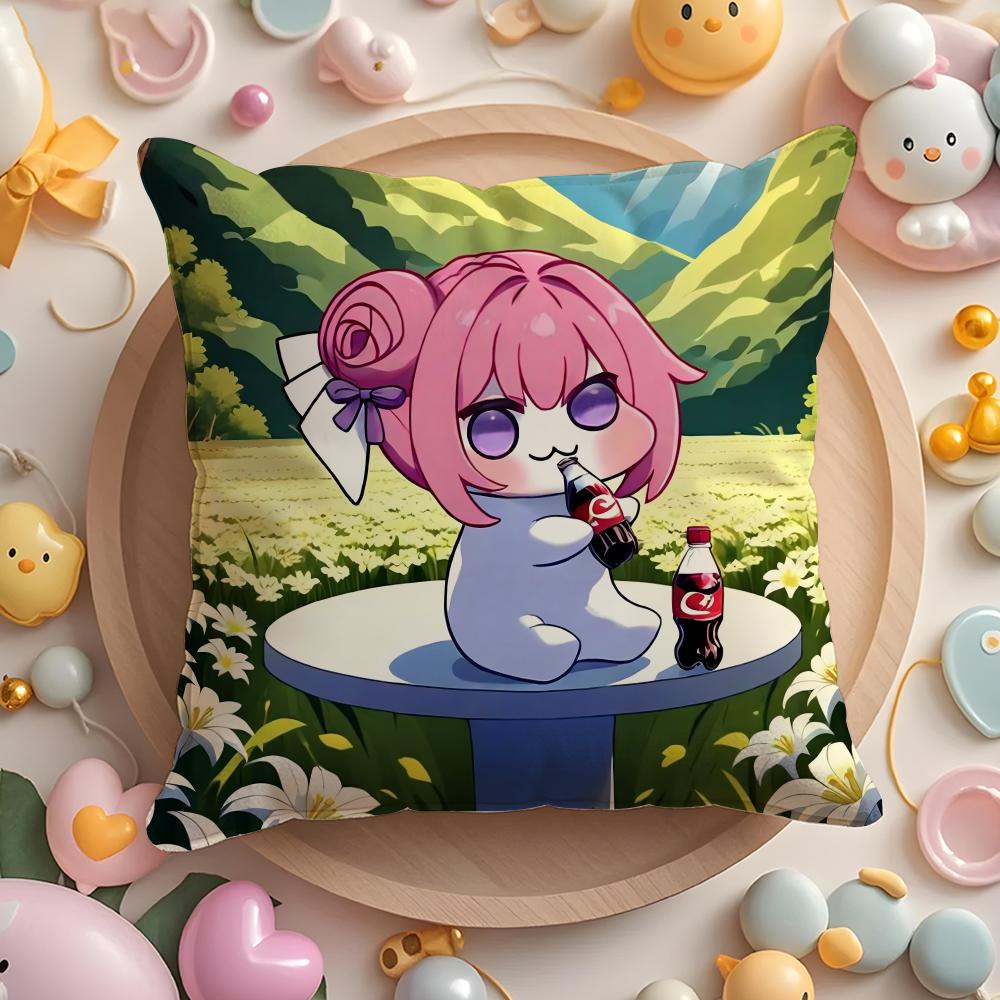 DORO Doll Victory Pink Dog Pillow Case Soft Plush Fabric Double-Sided Printed Cushion Cover Warm Winter Sofa Pillow Case