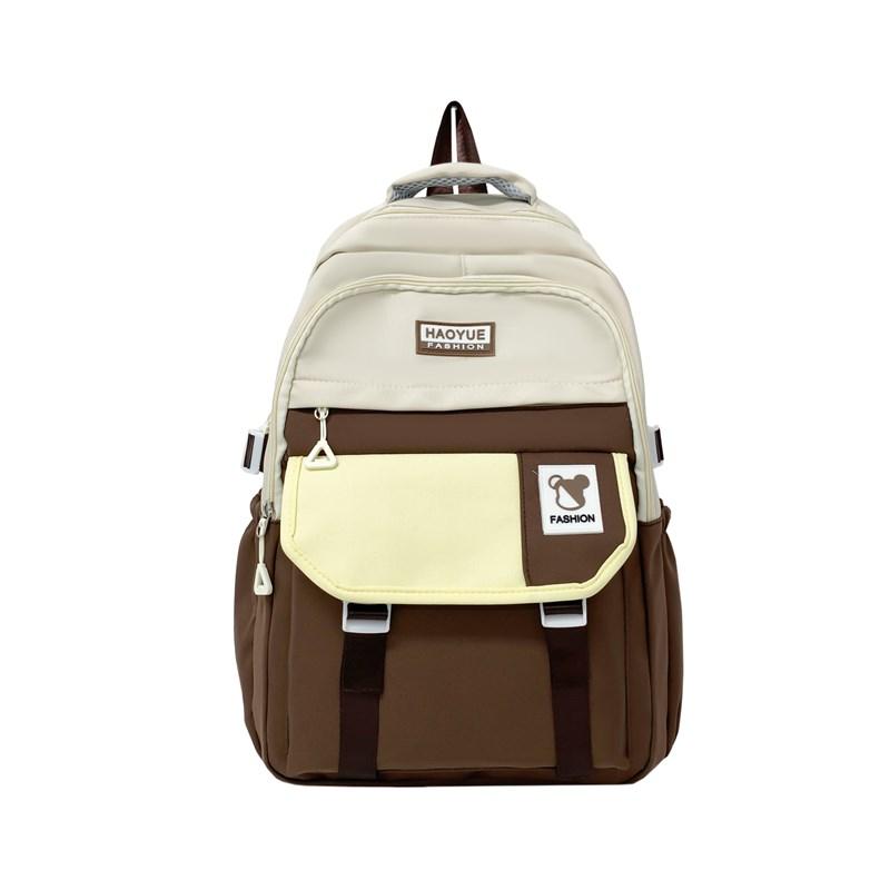 Student Skolväska Campus College Stil Stor Kapacitet Ryggsäck Dam Färgblock Ryggsäck för Flickor