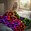 Rainbow Leopard Flannel Blanket Warm Soft Halloween Christmas Decorative Couch Warm Cozy All-Season Gift