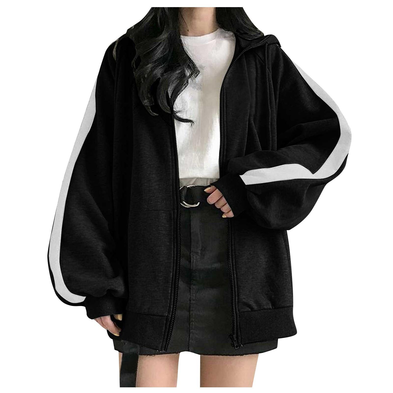 

Женская однотонная лоскутная толстовка на молнии с капюшоном и открытой грудью 2022 года S чёрный