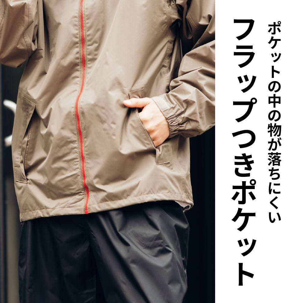 [Kajimeiku] Men's 3D Extra Rain Suit, Waterproof Jacket & Pants Set with Full Mesh Lining, Easy-Move Design, Lime, Size M
