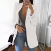 Women Solid Open Front Pockets Cardigan Formal Suit Long Sleeve Blouse Coat
