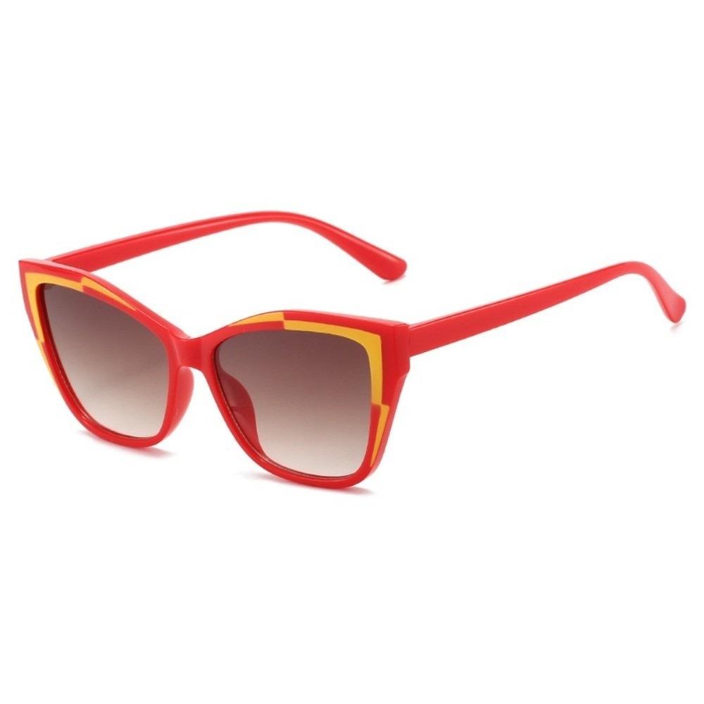 Contrast Color Cat Eye Sunglasses Y2k UV Protection Sunglasses Exquisite Fashion Sunglasses  Women Style E