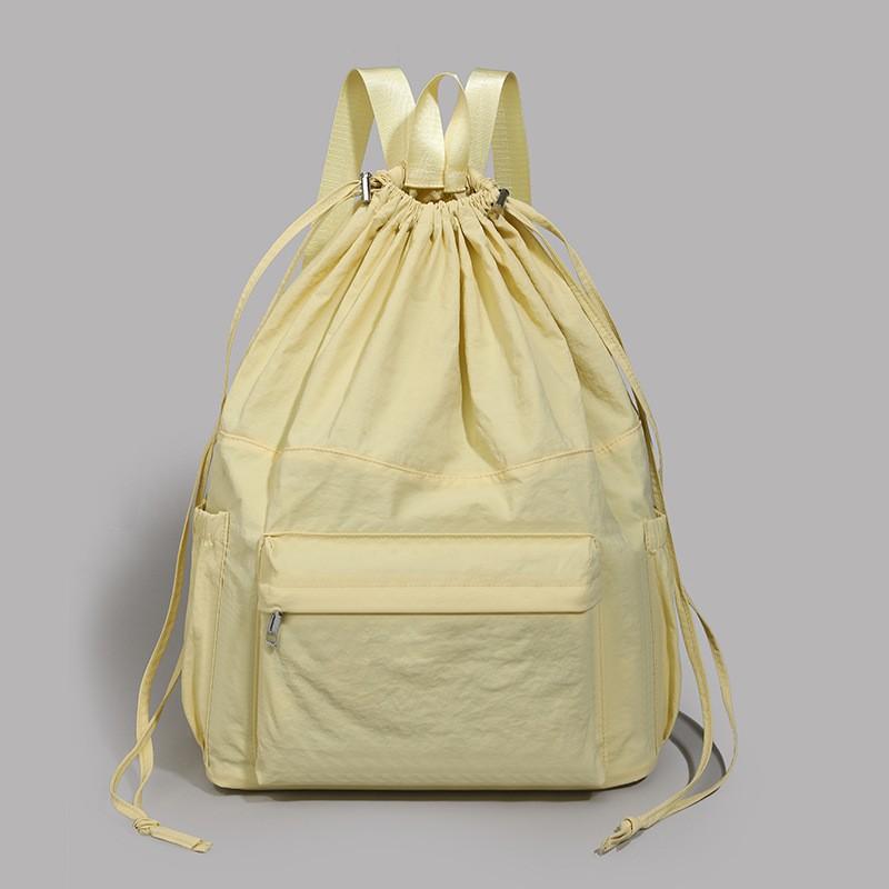 

Новый Рюкзак Модный Уличный Легкий Для Походов Большой Вместимости На Шнурке Повседневный Простой Однотонный жёлтый