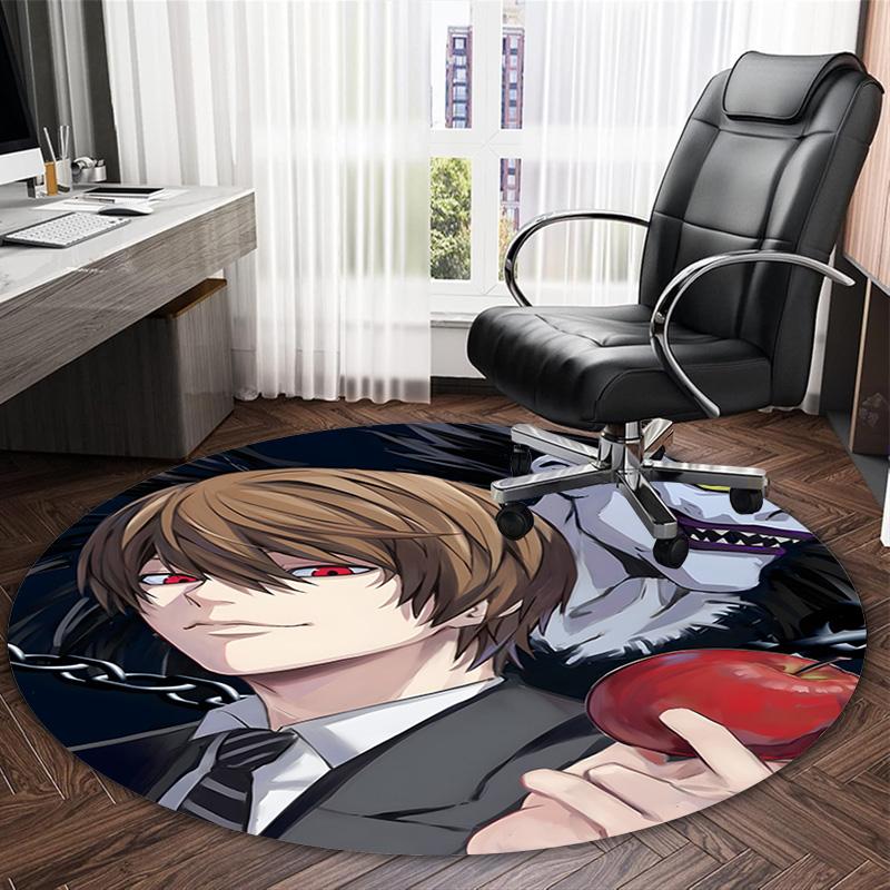 1pc D-Death Note  Carpet, Round Rug, Comfortable, Suitable for Entryways, Living Rooms, Office, And Bedrooms, Christmas Decoration