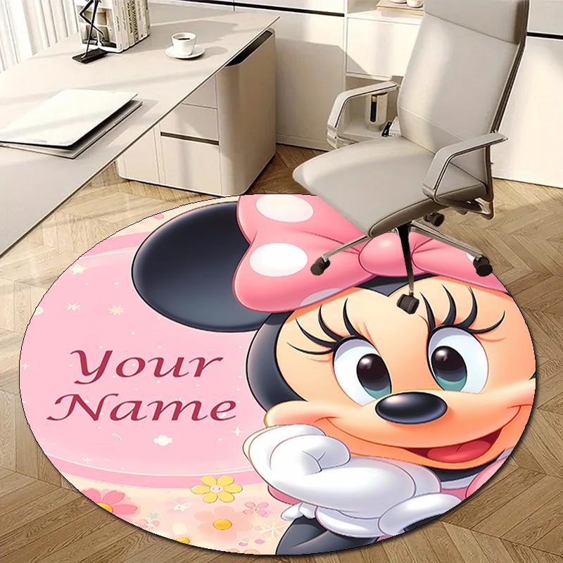Personalized M-Minnie Round Chair Office Rug - Perfect for Mat, Office Chair & More - Ideal Gift for Birthdays and Holidays