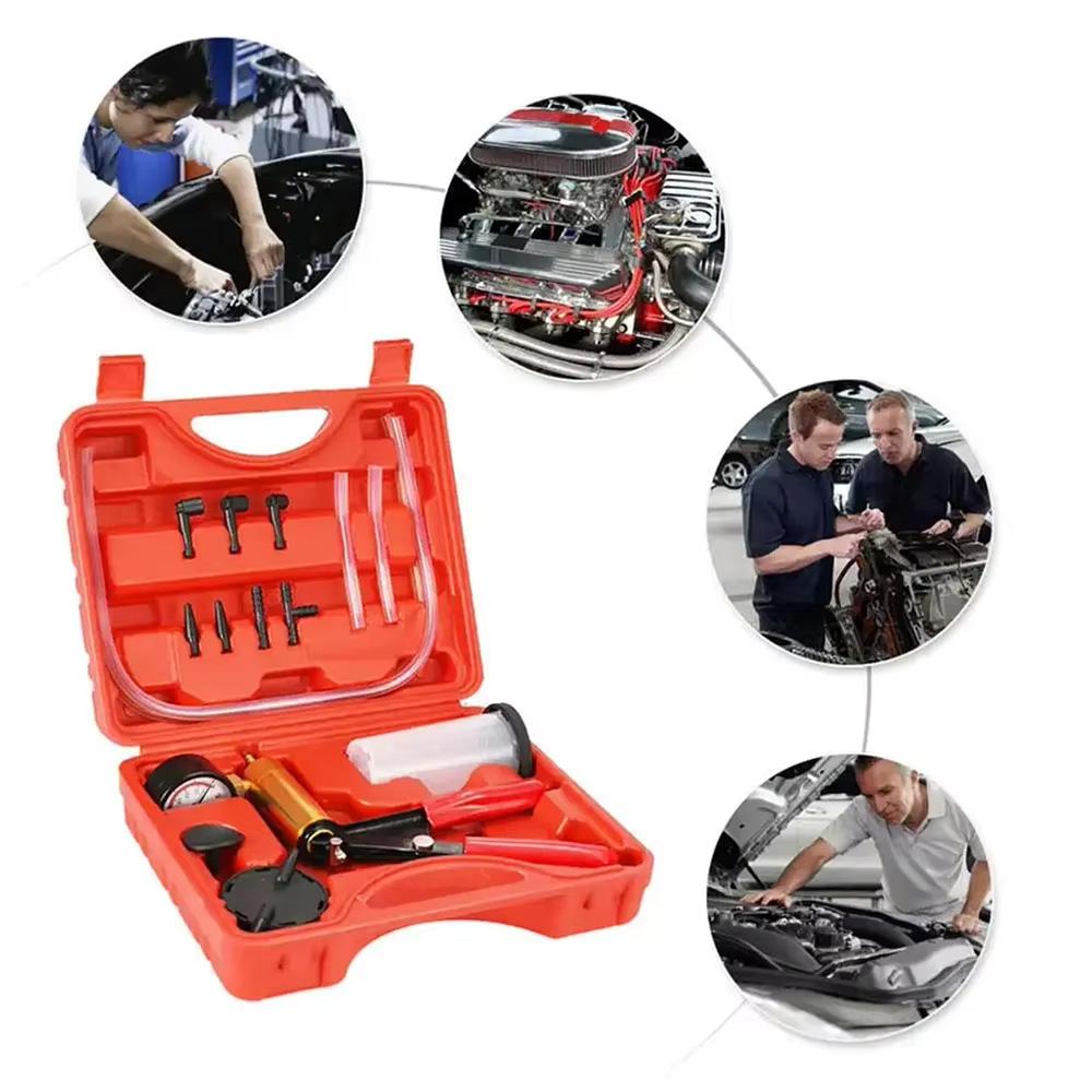 Vacuum Pump Car Brake Clutch Bleeder Tester Motorcycle Bleeding Hand Pump Tool for Car Adapters Brake and Clutch Bleeding System