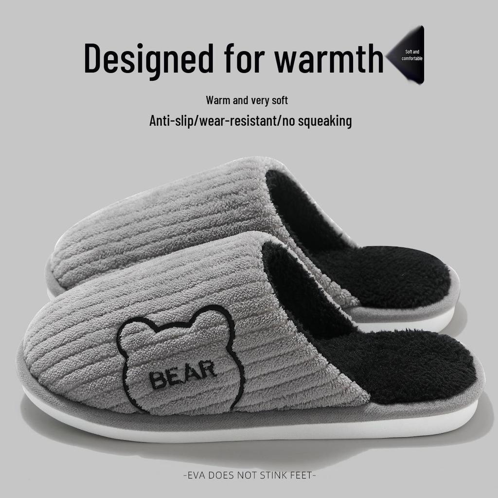 Pantofole Invernali da Uomo 2025 in Peluche di Cotone per Interni/Esterni - Suola Spessa e Tallone Coperto.