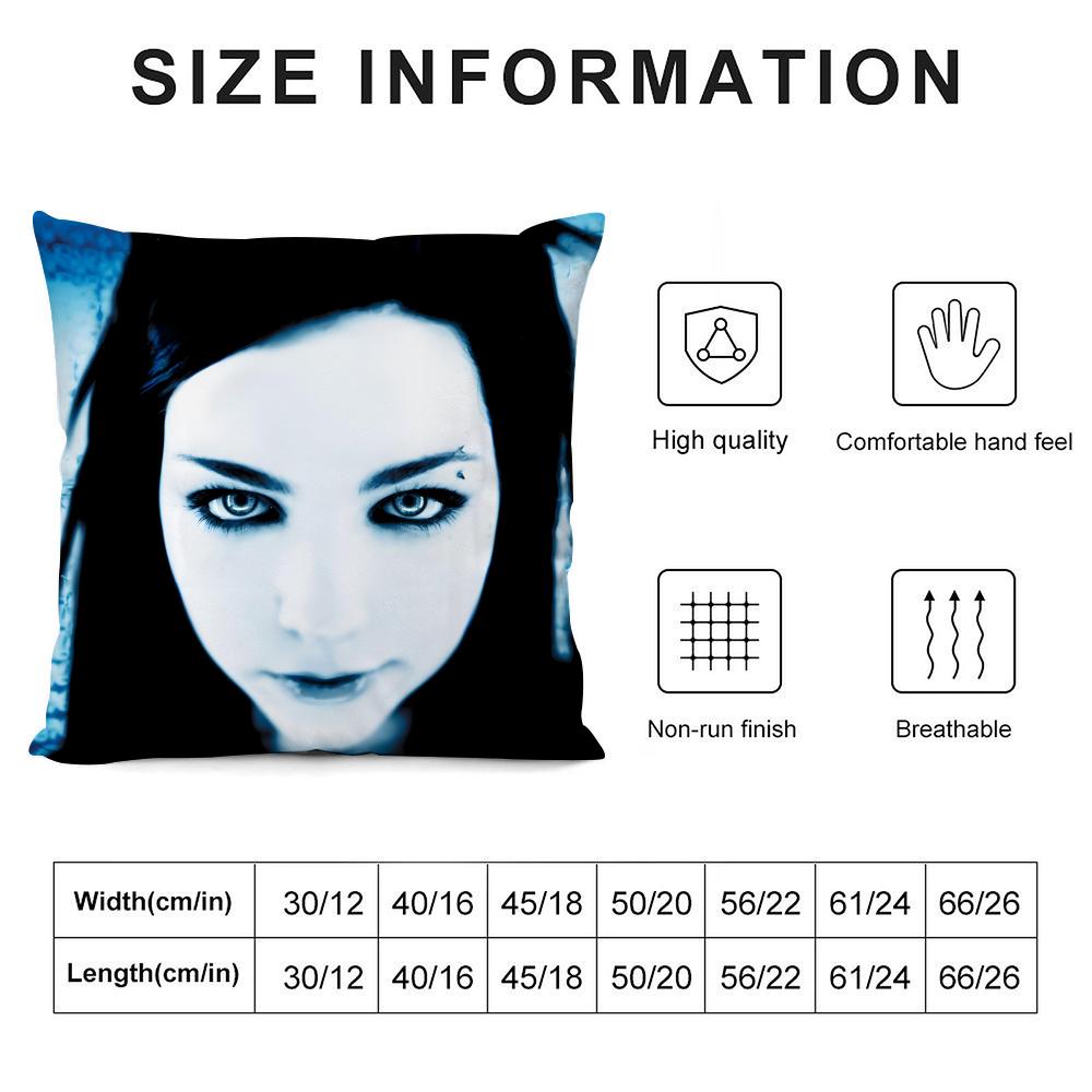 E-Evanescence A-Amy Lee Singer Cushion Cover Pillowcase Ultra Soft Skin Friendly Fabric Cloud Like Comfort & Concealed Zipper