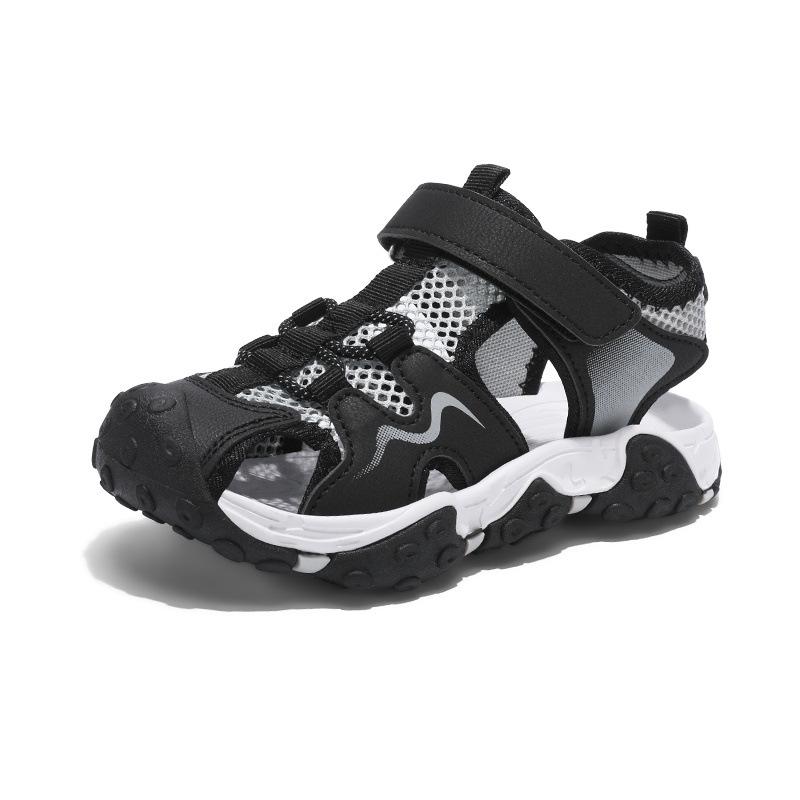 

Boys Summer 2026 Breathable Non-Slip Closed-Toe Sports Sandals with Soft Soles Size 37 Insole 23.3cm Foot 22.3cm чорний/сірий колір