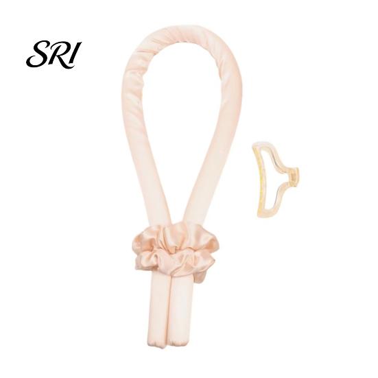 Lazy Curls Maker No Heat Hair Curling Rod Headband with 2 Scrunchies Claw Clip Overnight Sleeping Breathable Silk Ribbon Curler Women Long Roller