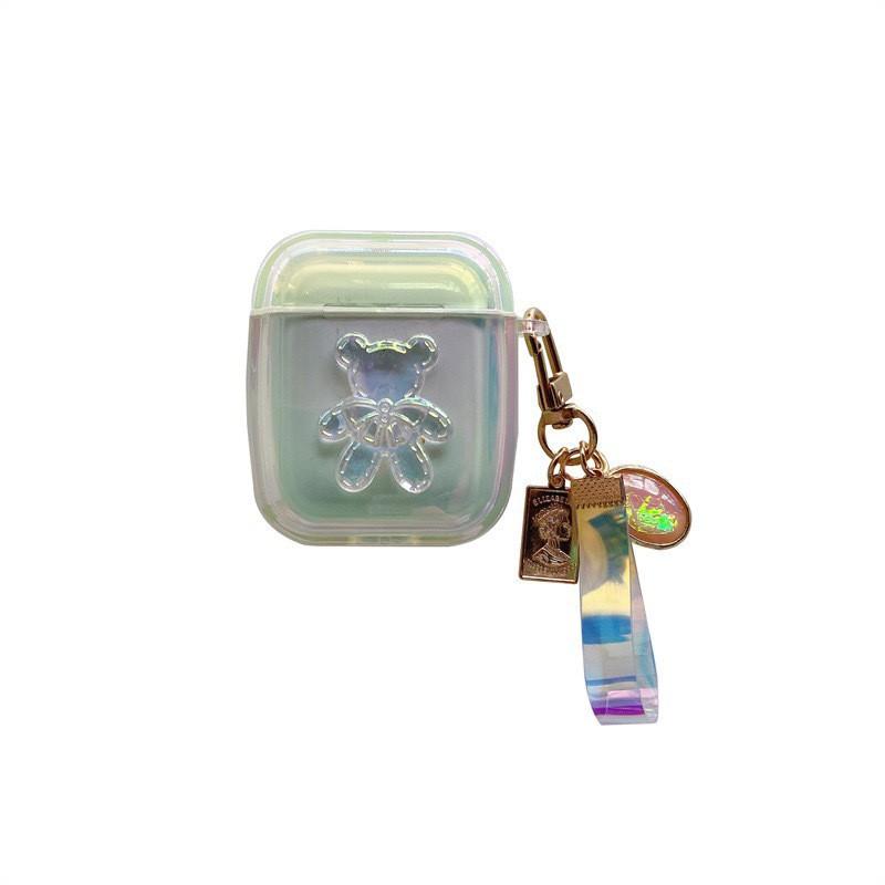 

Suitable AirPods S1/2 Transparent Laser Ins Wind 3Pro Bear Apple Bluetooth Earphone Cover Protective Case Trendy AirPods Pro 2 Generation