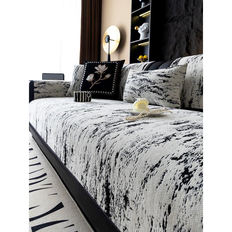 

Черно-белый синель Four Seasons, универсальный чехол на сиденье дивана, подушка сиденья, пылезащитный нескользящий чехол, полотенце с защитой от царапин 70*70cm