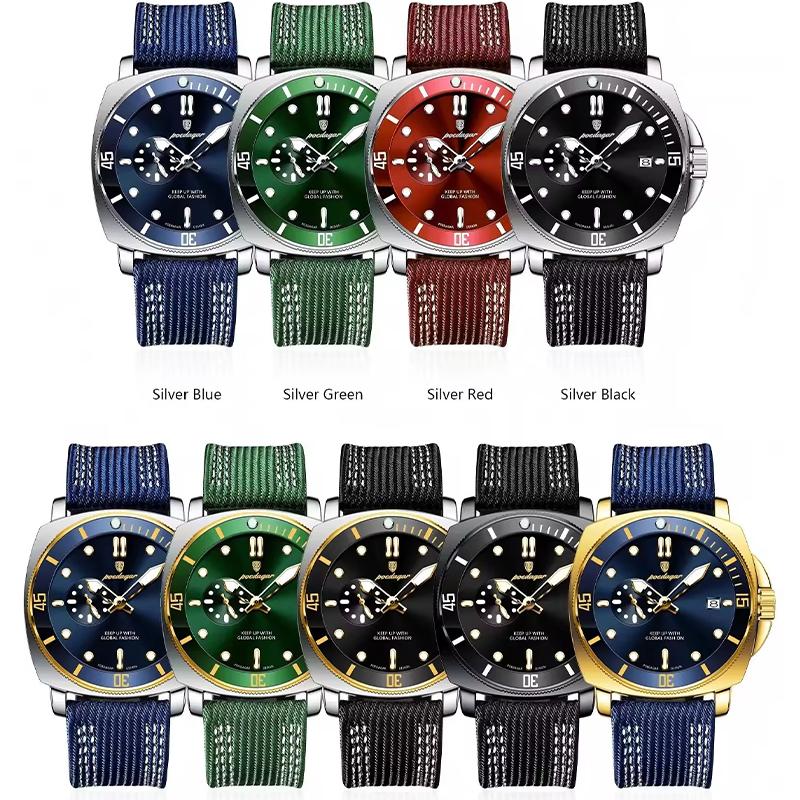 Luxury Trendy Man Wristwatch Square Dial Waterproof Luminous Date Week Men Watch Simple Business Quartz Leather Men's Watches Reloj