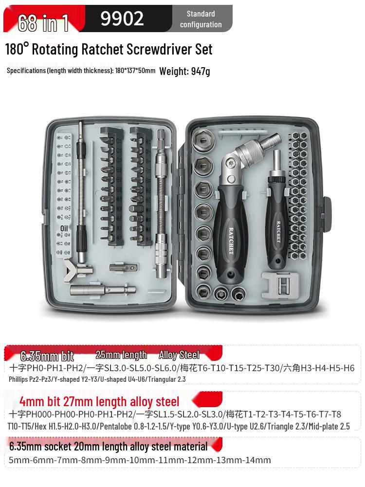 Multifunctional Ratchet Wrench & Screwdriver Set for Motorcycle & Household Repairs