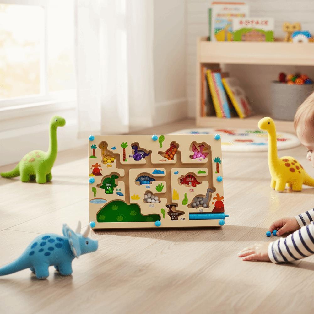 Magnetic Beads Magnetic Maze Toy Color Sorting Montessori Wooden Puzzle  For Boys Girls