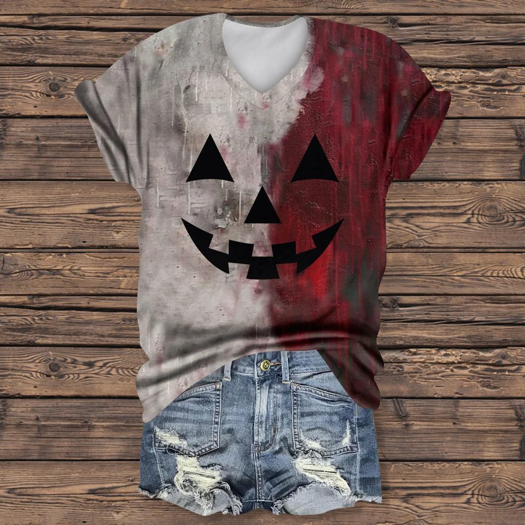 Dámská móda Ležérní Topy s krátkým rukávem s halloweenským potiskem Elegantní halloweenské topy