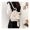 Smiley Face Cotton Backpack for Women, Soft Wavy Quilted Shoulder Bag with Handle, Street Style Casual Daypack