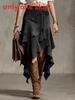 Polyester Aline Midi Skirt With Wrinkle Texture For Casual Travel And Dating