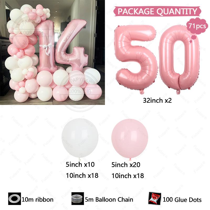 107pc/set Pink Cozy and Cute Style Digital Aluminum Film Balloon 1-9 Suitable for Birthday Party Anniversary Graduation Season