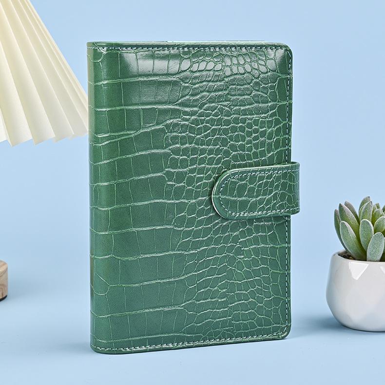 A7 Crocodile Color 6 Ring Binder PU Clip-on Notebook Leather Loose Leaf Notebook Cover Notebooks Journal Stationery