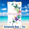 Butterfly Theme Beach Towel Personalized Custom Name & Text Soft Quick Dry Beach Towel for Swimming Travel
