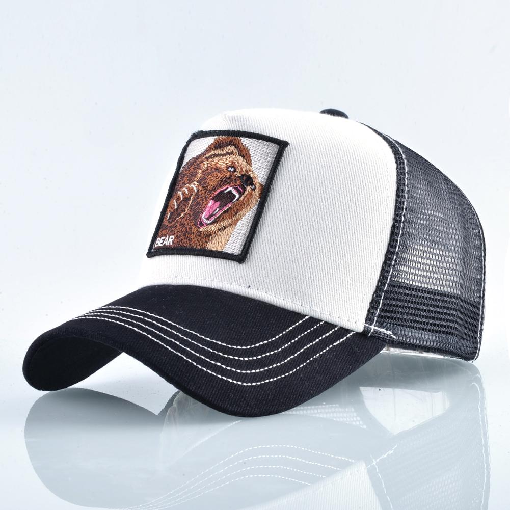 Four Seasons Snapback Baseball Cap Men Fashion Bear Embroidery Hip Hop Hat Women Outdoor Breathable Mesh Trucker Hat
