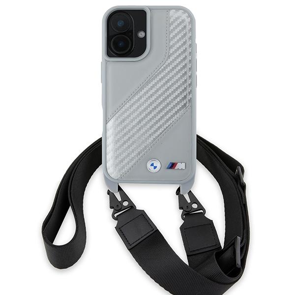 Bmw Bmhcp16S23Psccg Iphone 16 6.1       Szary/Grey Hardcase M Edition Carbon Stripe & Strap